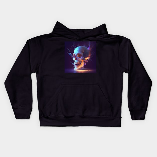 Light Fire Skull Art Kids Hoodie by Jades-Corner